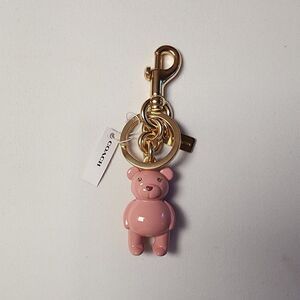 NWT CP890 COACH Bear Bag Charm Pink Enamel